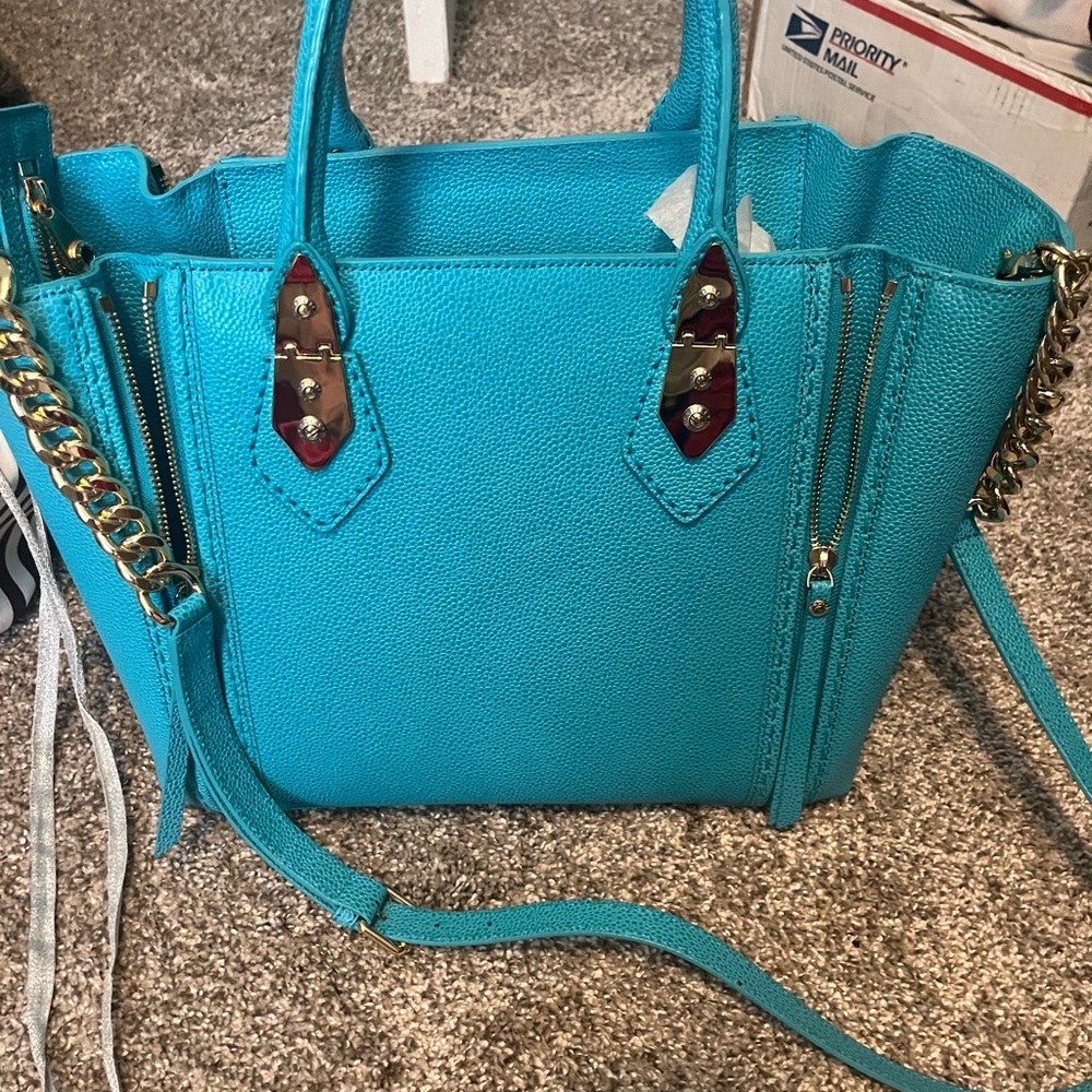 Henri Bendel Vibrant Blue Tote with Gold Accents